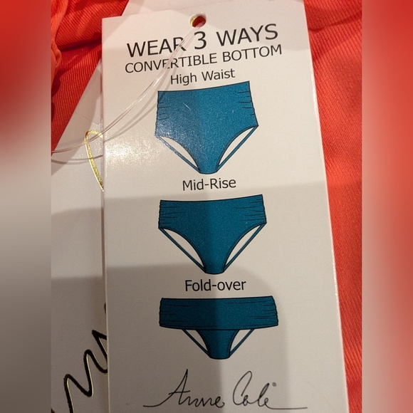 NWT floral Tankini and coral convertible swim bottom Anne Cole size 22W or 24W - Picture 12 of 15